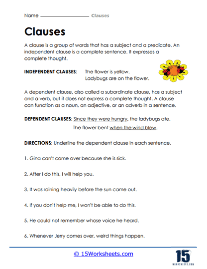 Identify The Independent Clauses Worksheet teacher Made Worksheets 