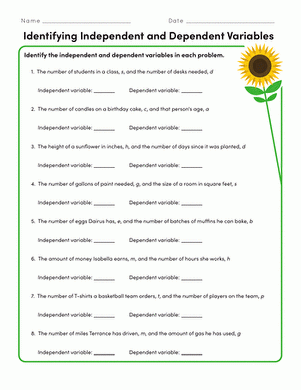 independent variable and dependent variable worksheet