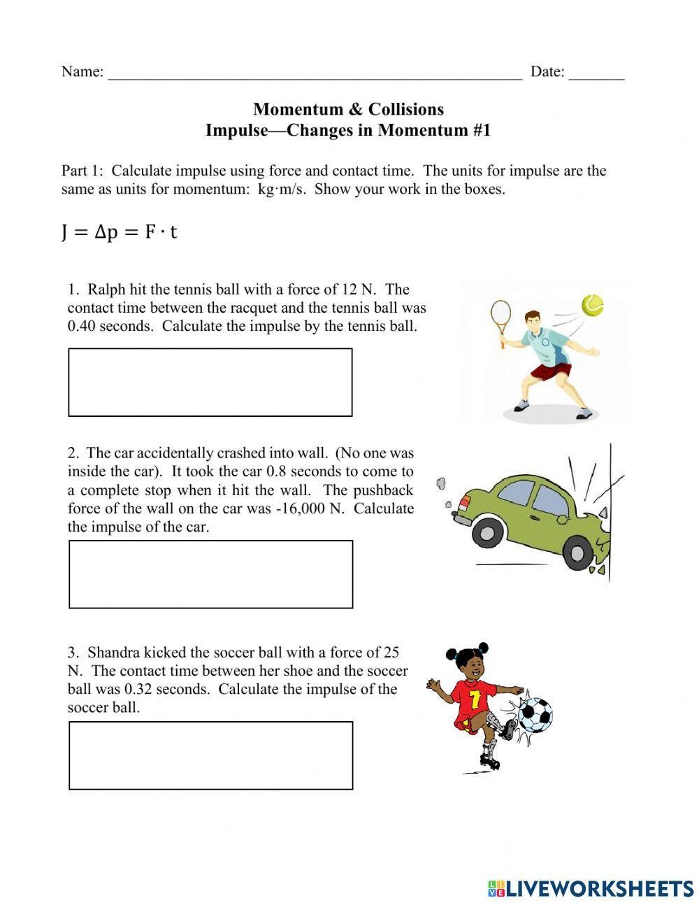 Impulse Momentum Worksheet Live Worksheets Worksheets Library