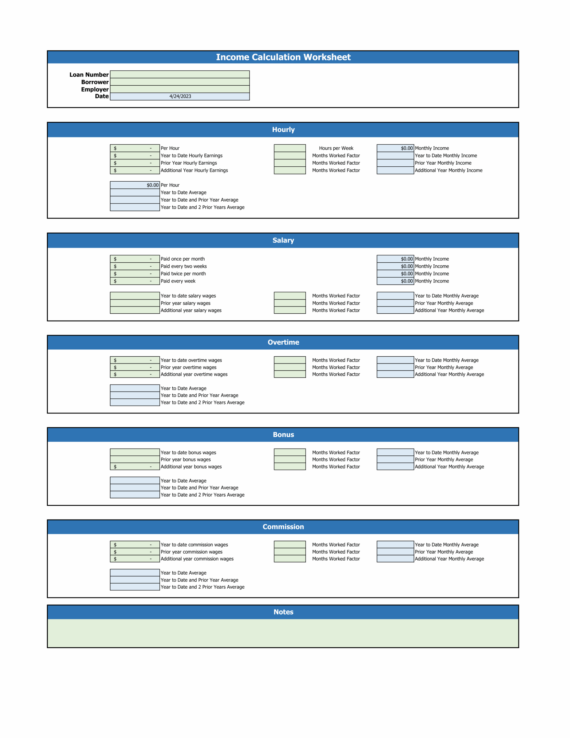 Income Calculation Worksheet Income Worksheet MLO Toolkit 