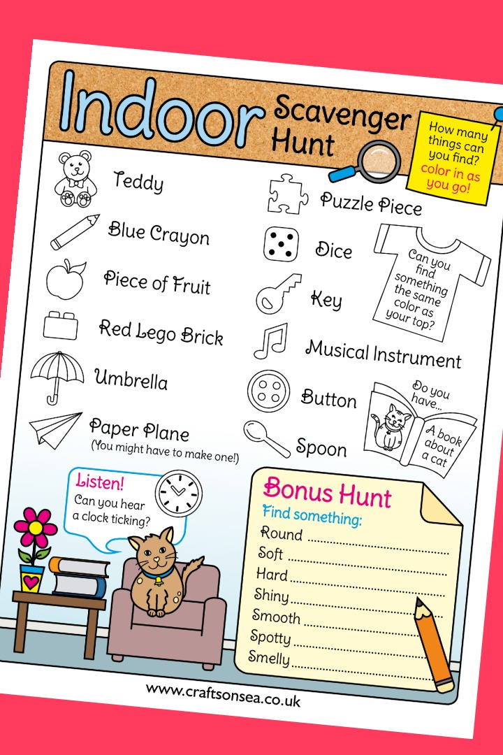Indoor Scavenger Hunt For Kids FREE Printable Scavenger Hunt For