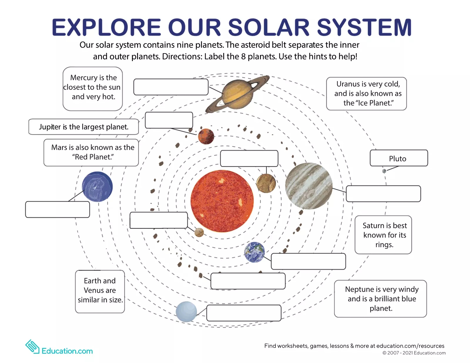 Inner Vs Outer Planets CK 12 Foundation Worksheets Library