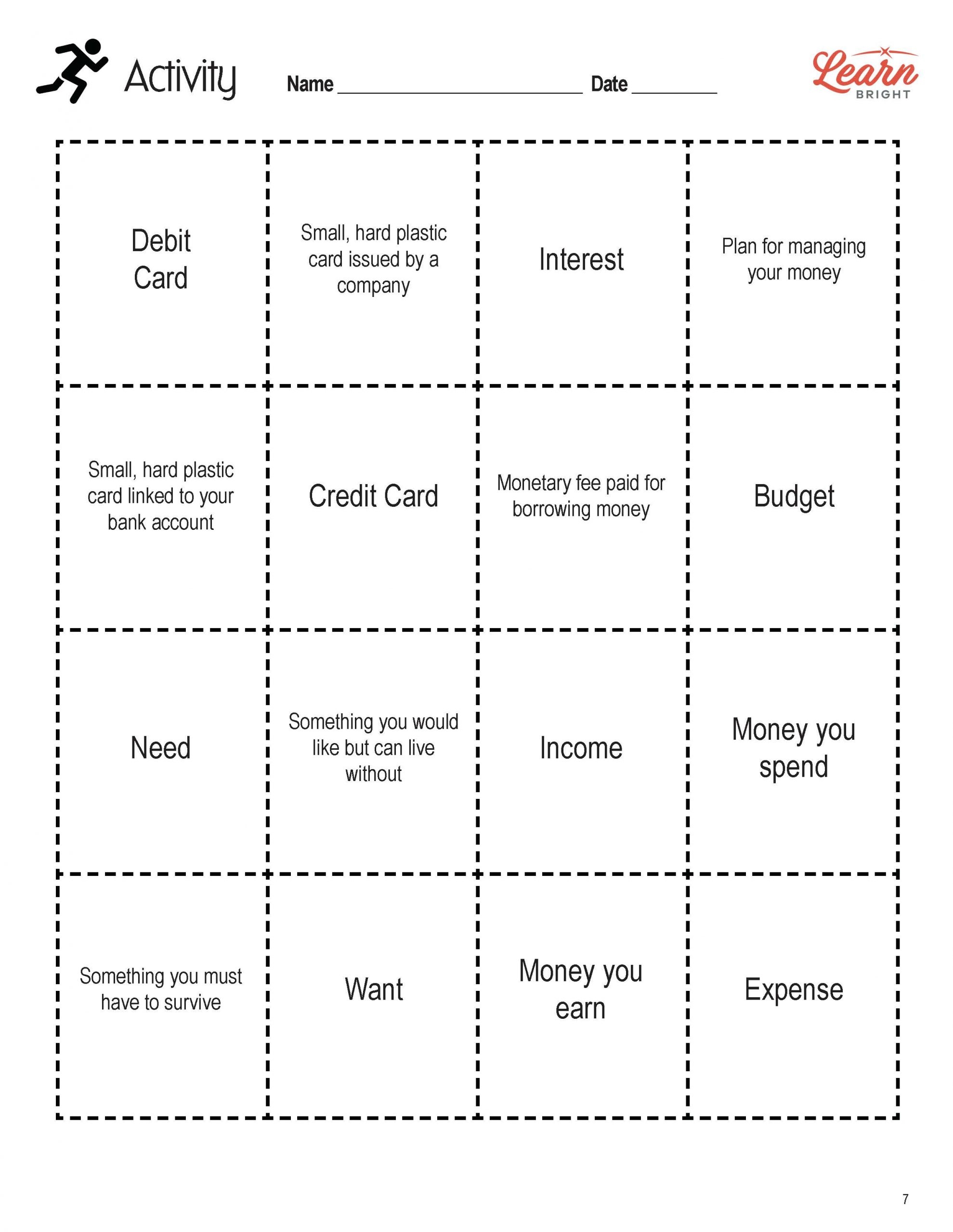 financial literacy worksheets