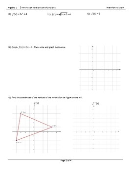 functions and inverses worksheet