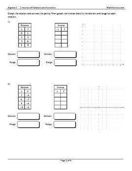 Inverses Of Relations And Functions Worksheet By Math Fortress TpT