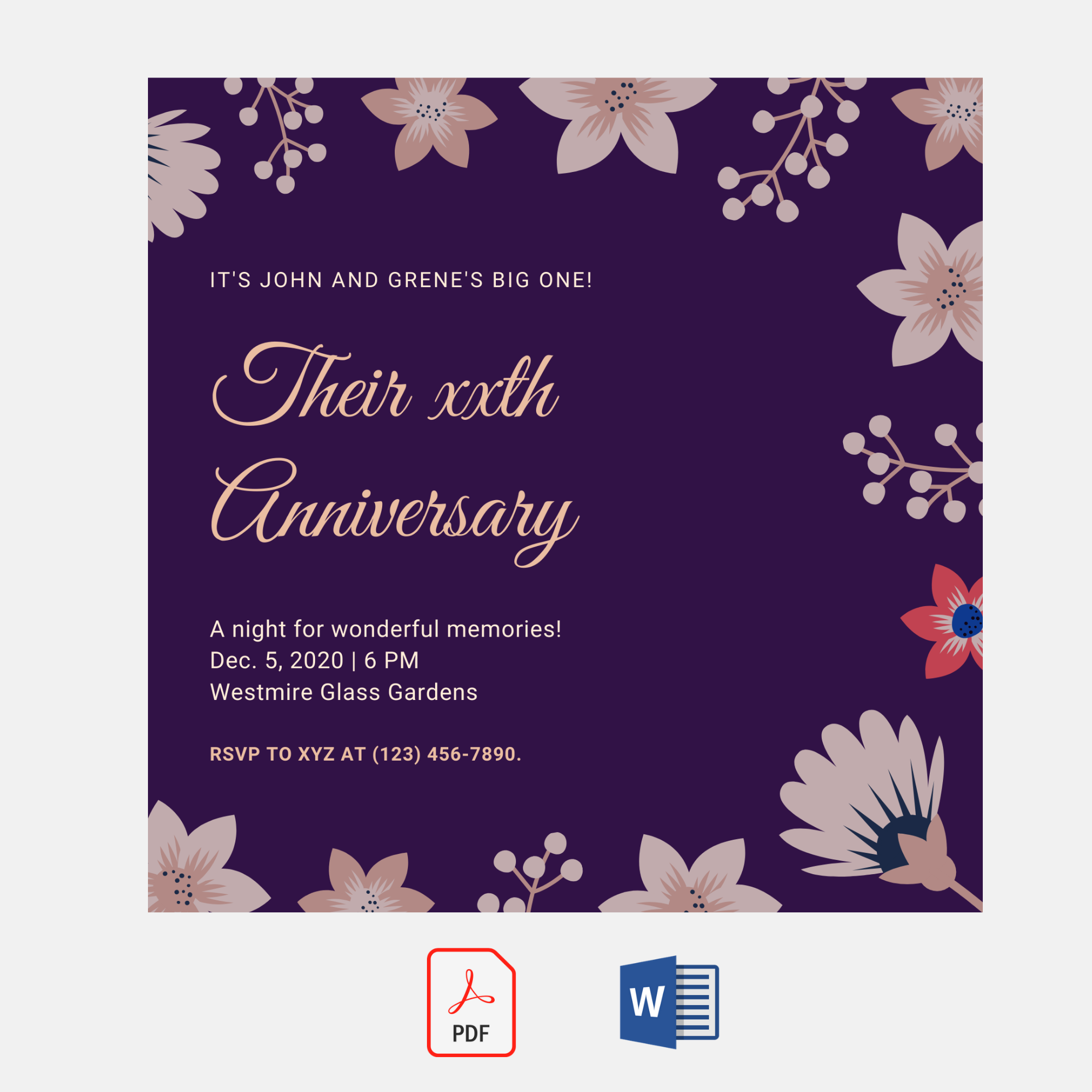 Invitation Anniversary Card Card Template