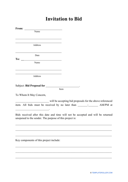 Invitation To Bid Template Fill Out Sign Online And Download PDF