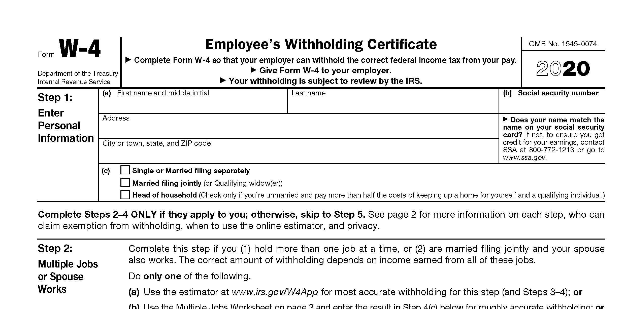 irs multiple jobs worksheet