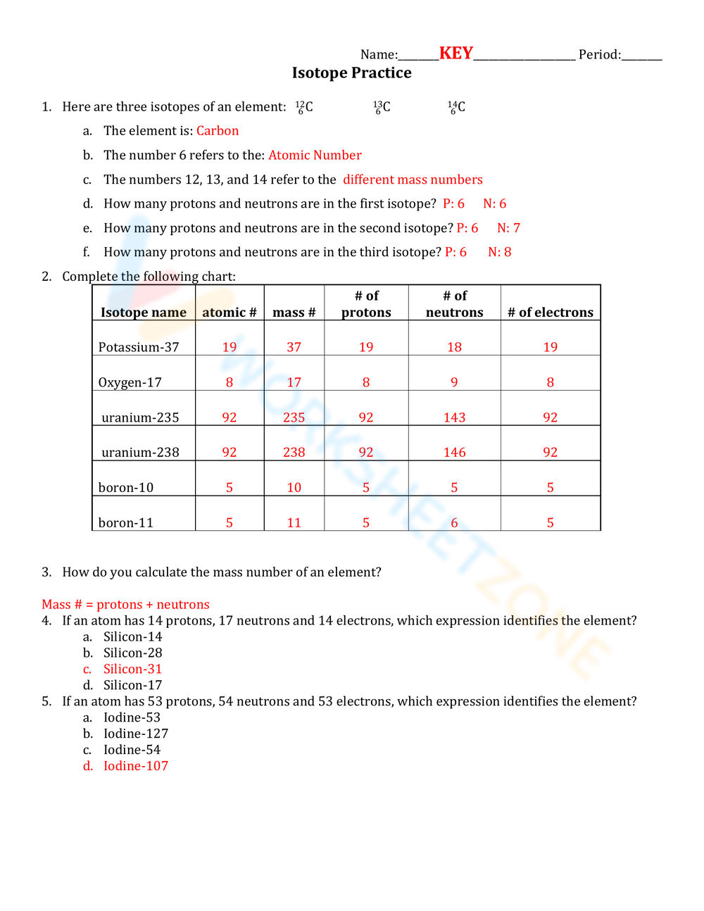 Isotope Practice Worksheet Fill And Sign Printable Template Online 