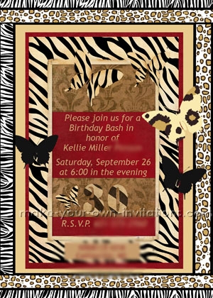Jungle Animal Print Invitations 30th Birthday Party Invite