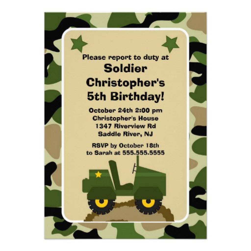 Kids Army Invitation Templates
