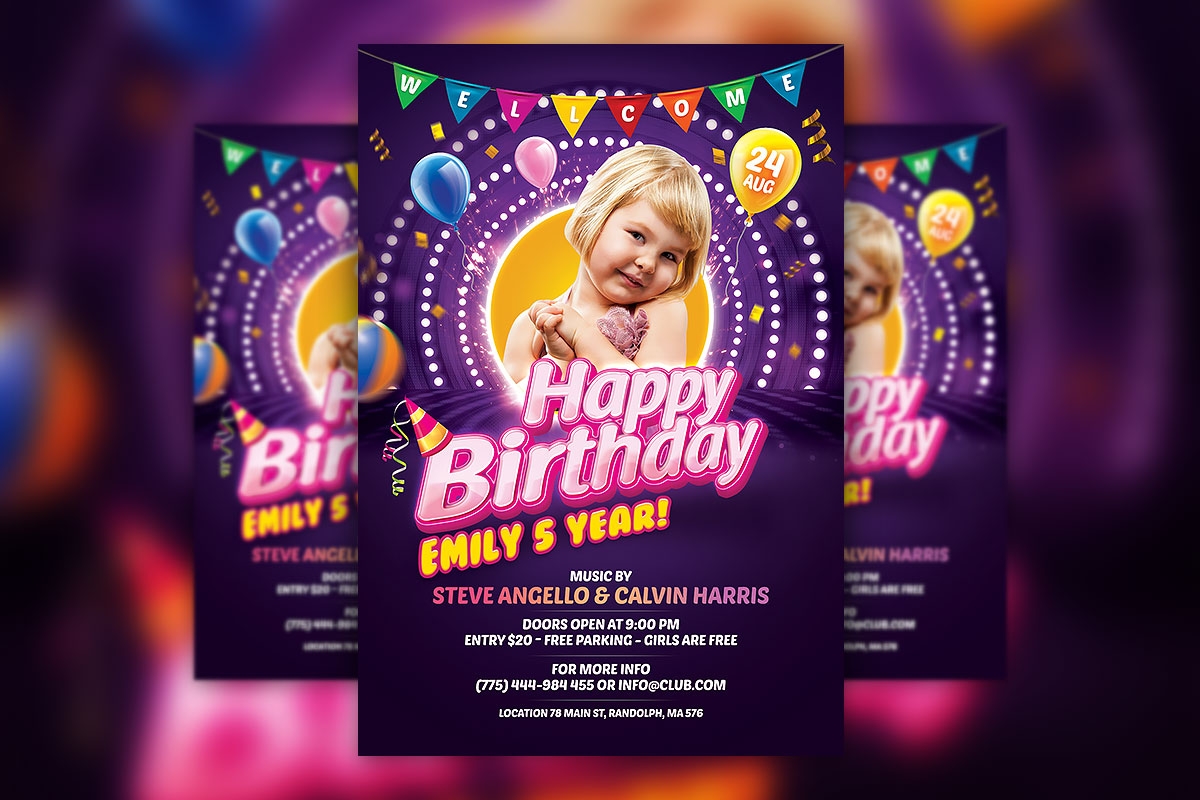 Kids Birthday Party Invitation Flyer PSD Template Download Hyperpix
