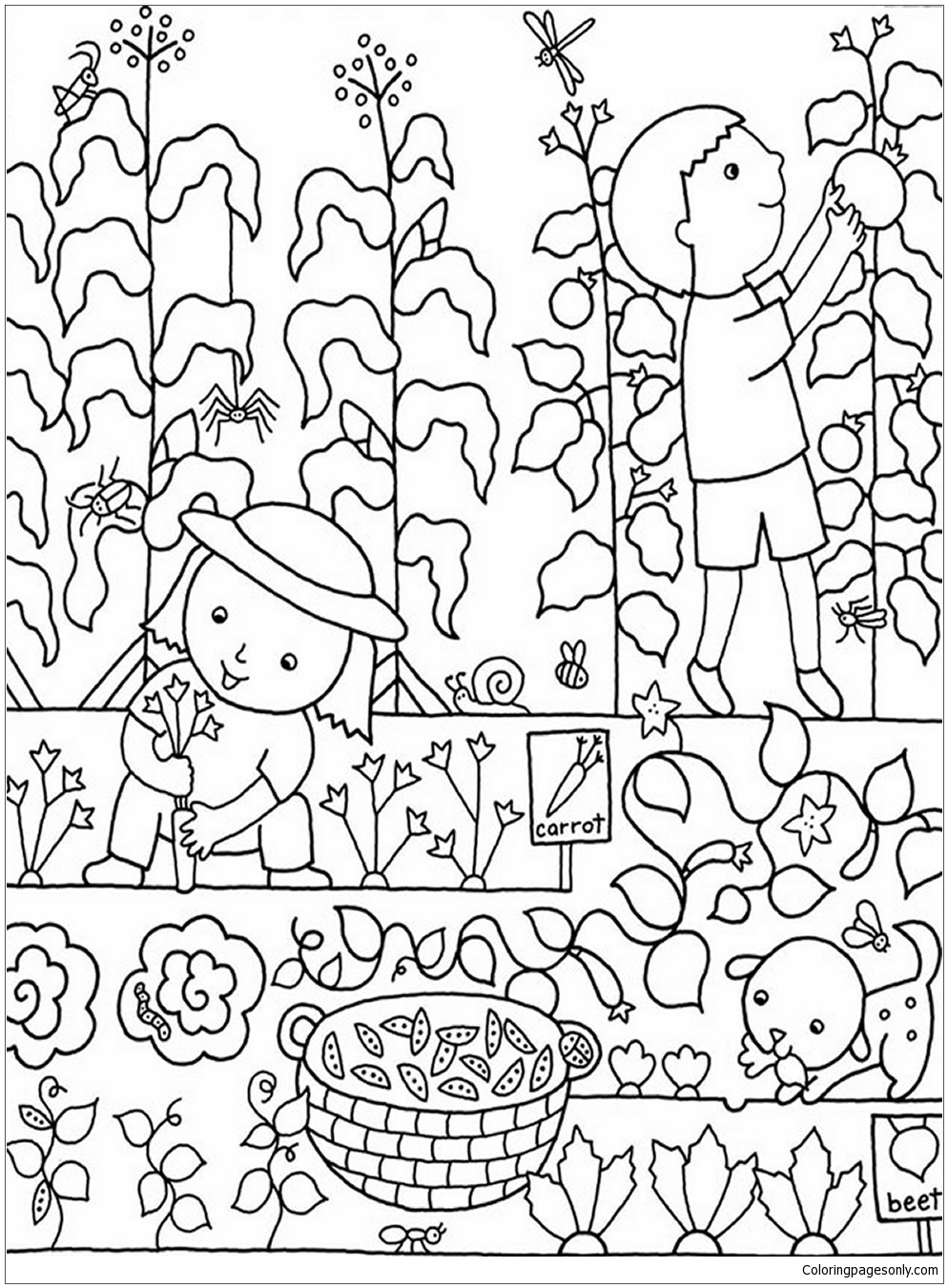Kids Gardening Coloring Page Free Printable Coloring Pages