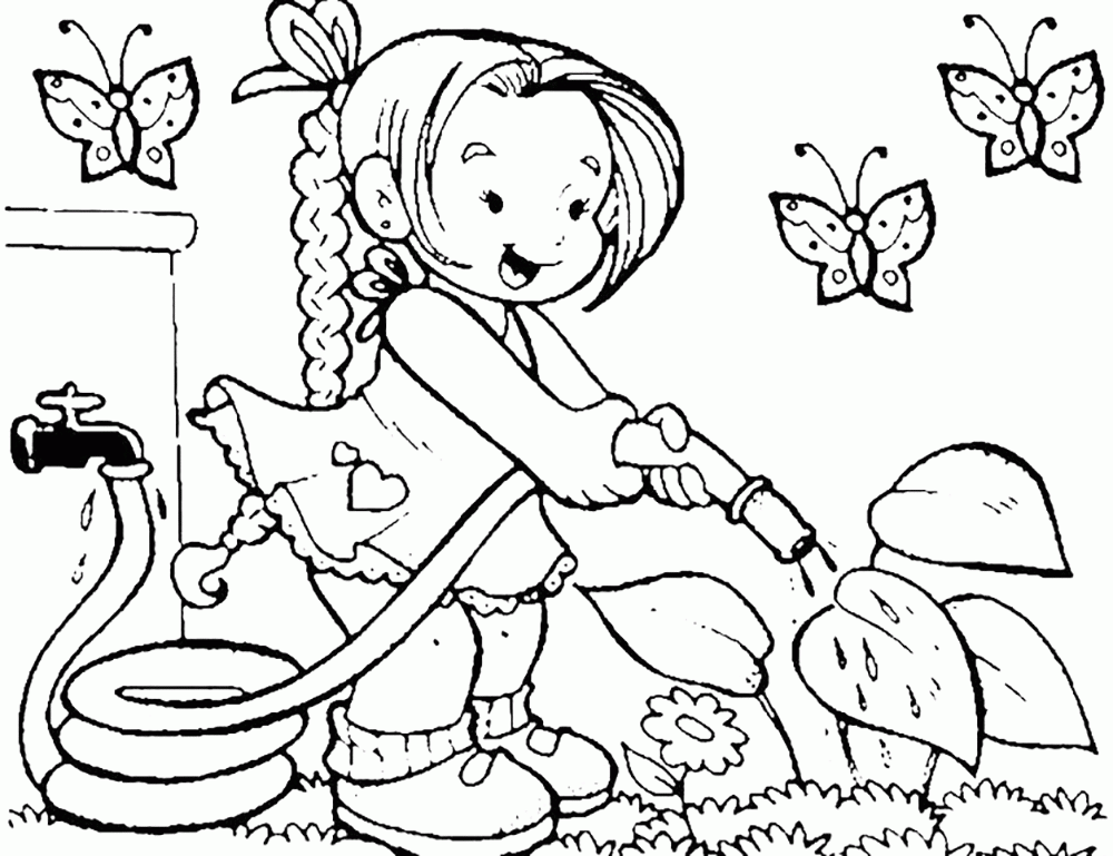 Kids Gardening Coloring Pages Coloring Home