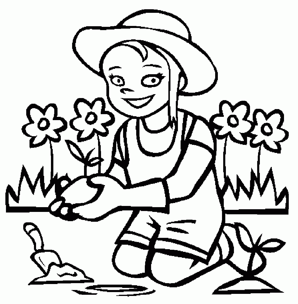 Kids Gardening Coloring Pages Coloring Home