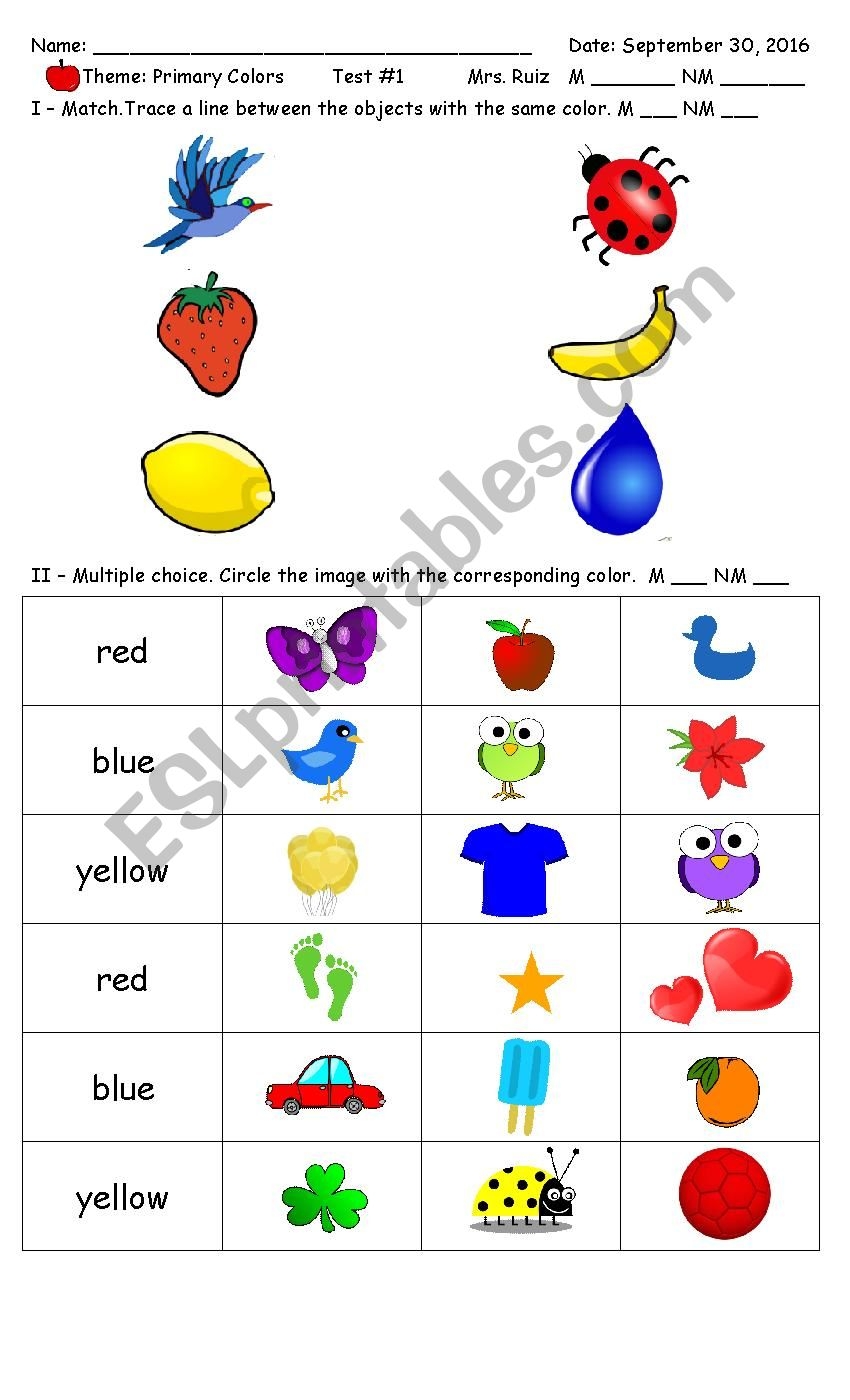 Kindergarten Colors Free Worksheets Printable