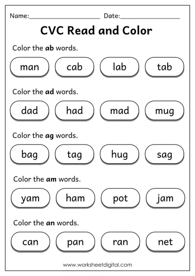 Kindergarten Phonics Worksheet Digital Worksheets Library