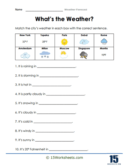 weather worksheets for kindergarten