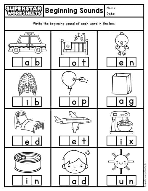 beginning letter sounds worksheets