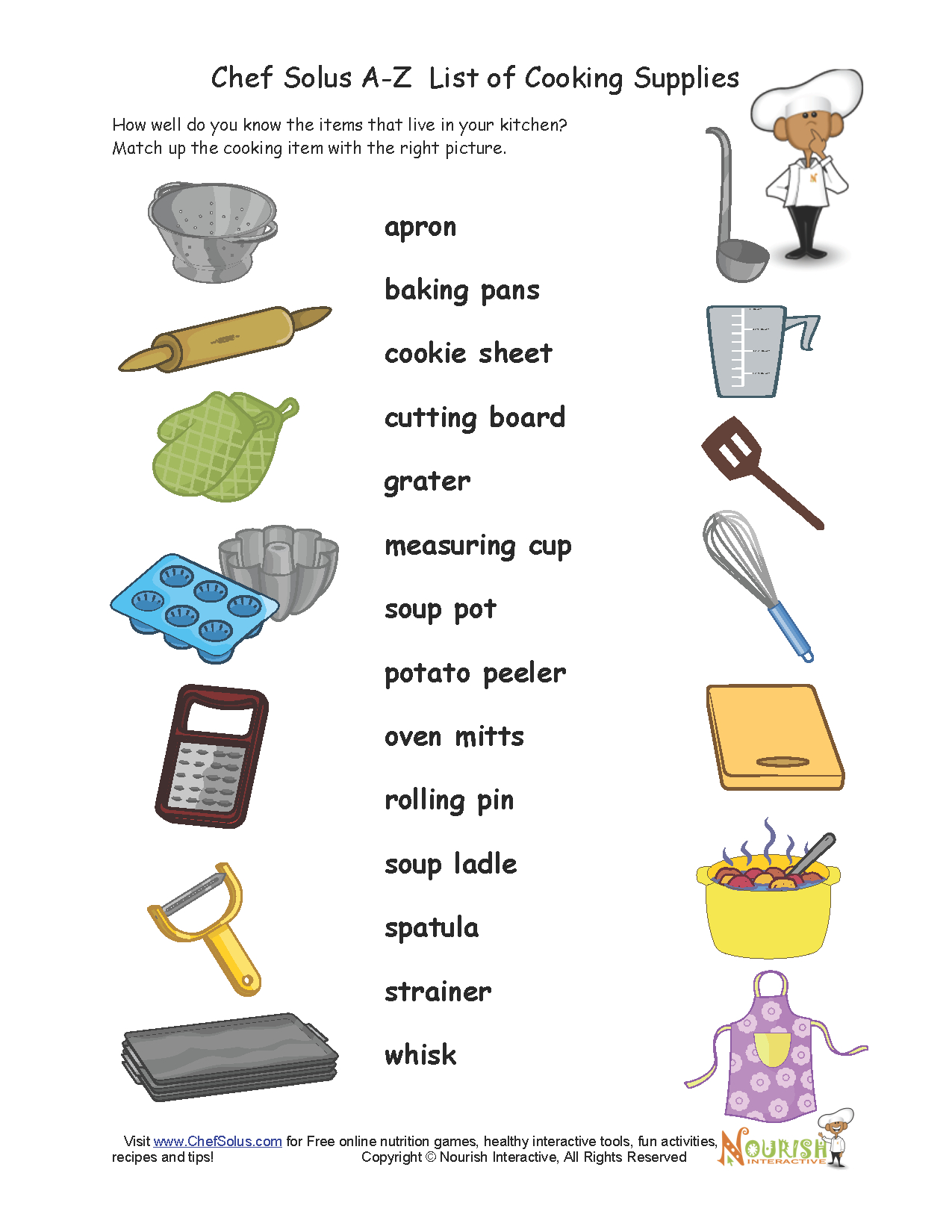 Kitchen Utensils Printable Worksheets Printable Worksheets