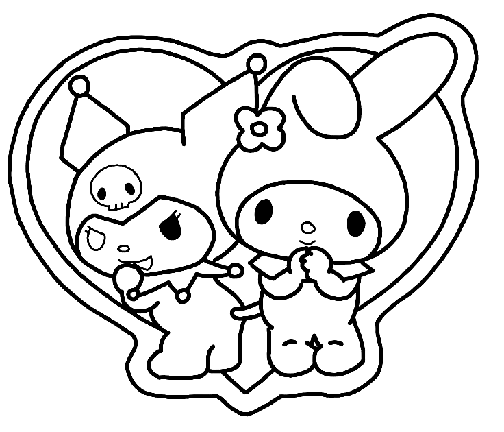 Kuromi And My Melody Coloring Page Free Printable Coloring Pages
