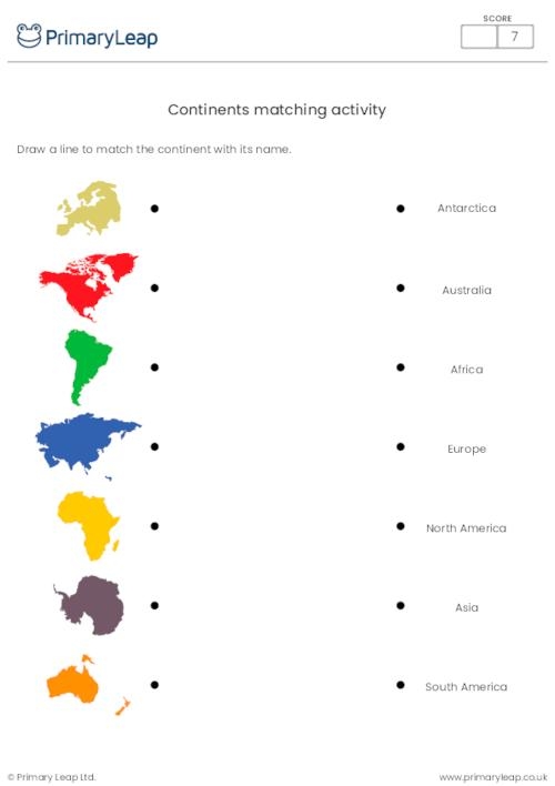 continents worksheet