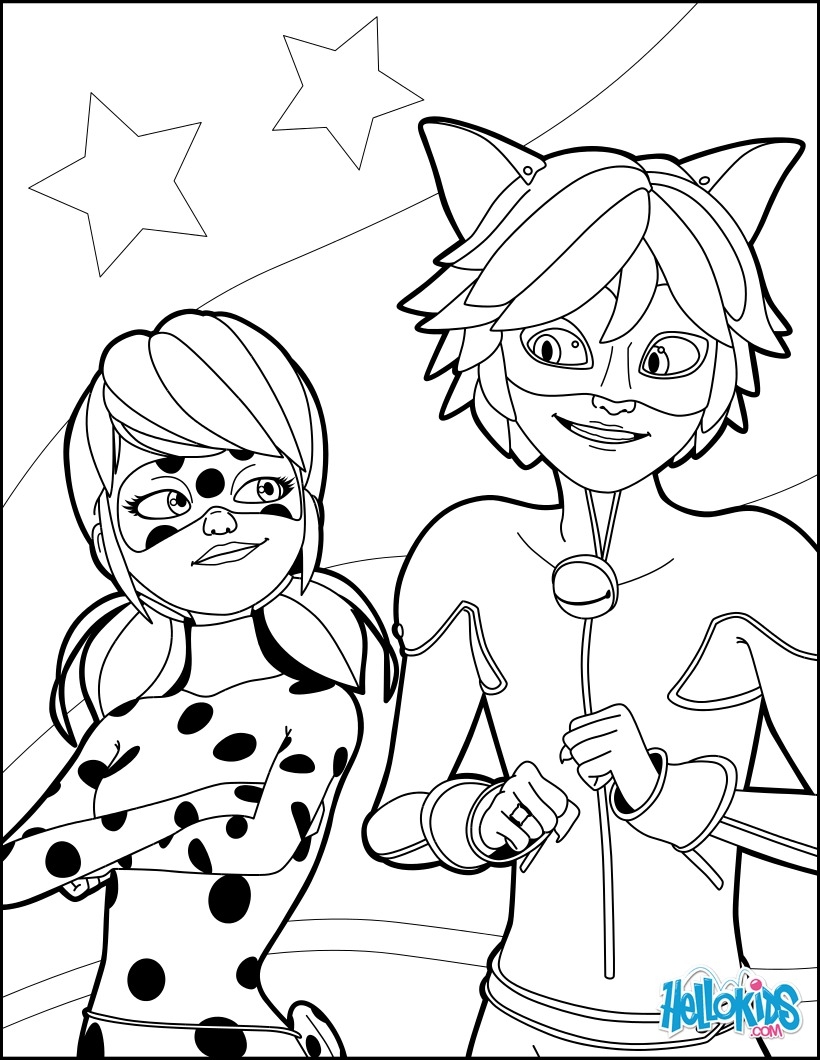 Ladybug And Chat Noir Coloring Pages Hellokids