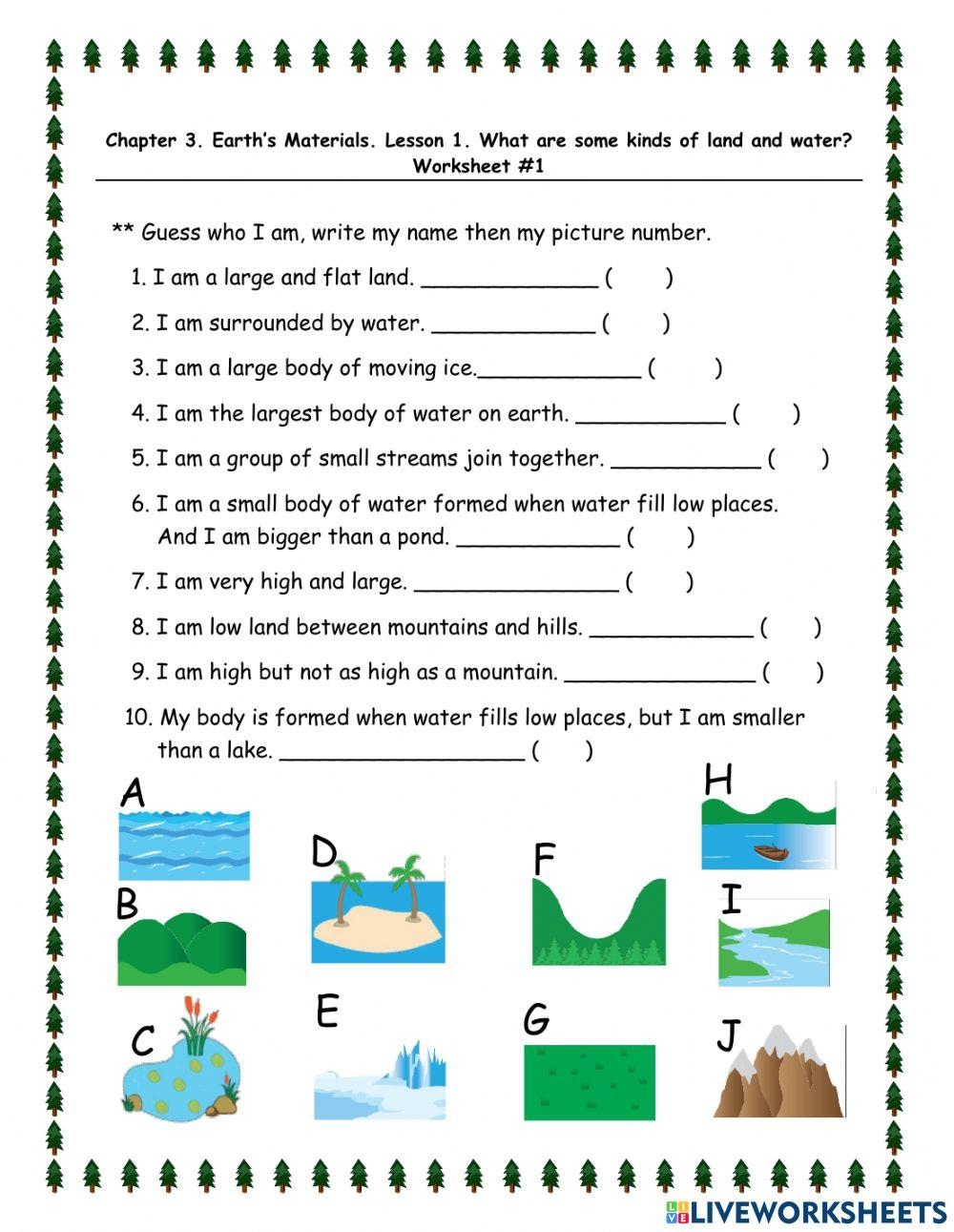 Landforms And Bodies Of Water Worksheets Library