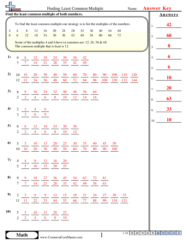 least common denominator worksheet