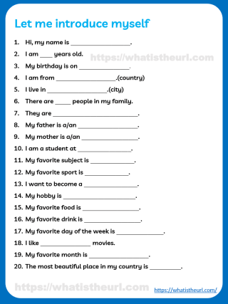 Let Me Introduce Myself Worksheet Your Home Teacher