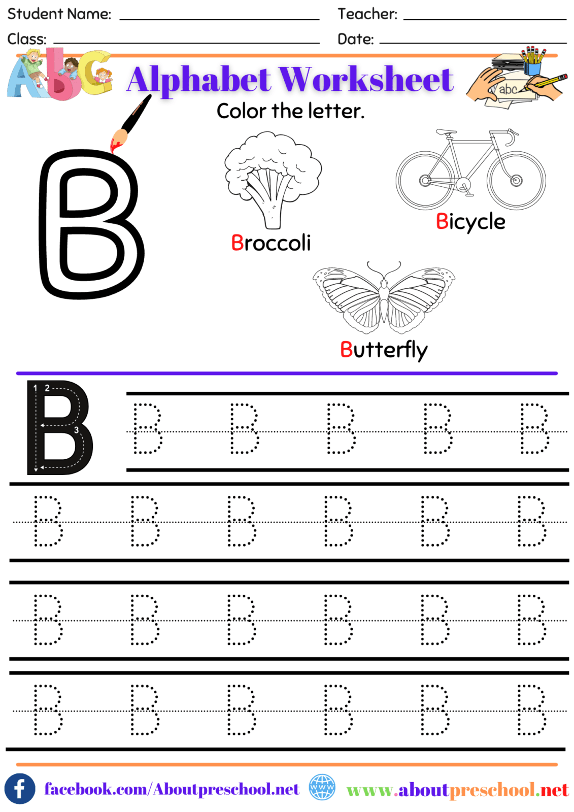 Letter B Worksheet About Preschool