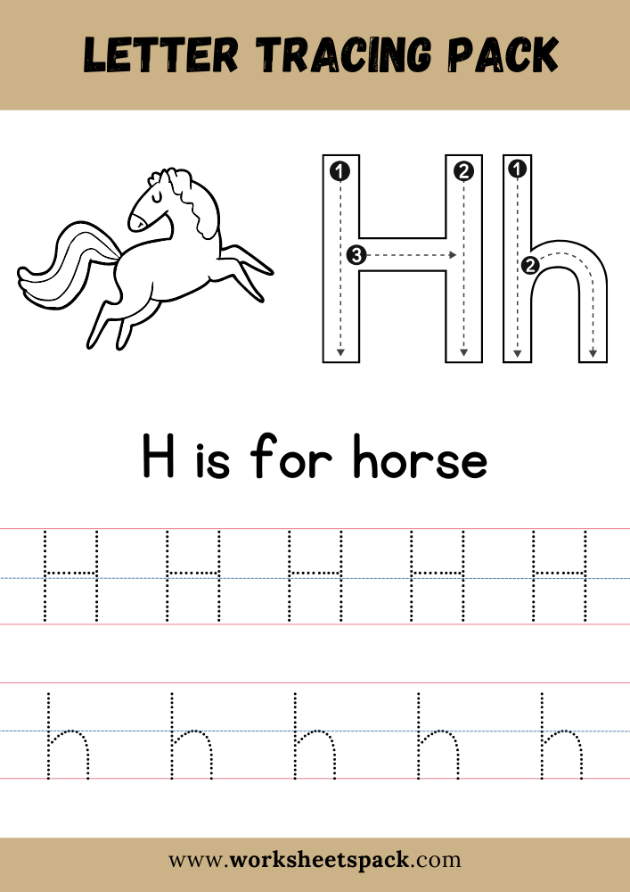 letter h tracing worksheets