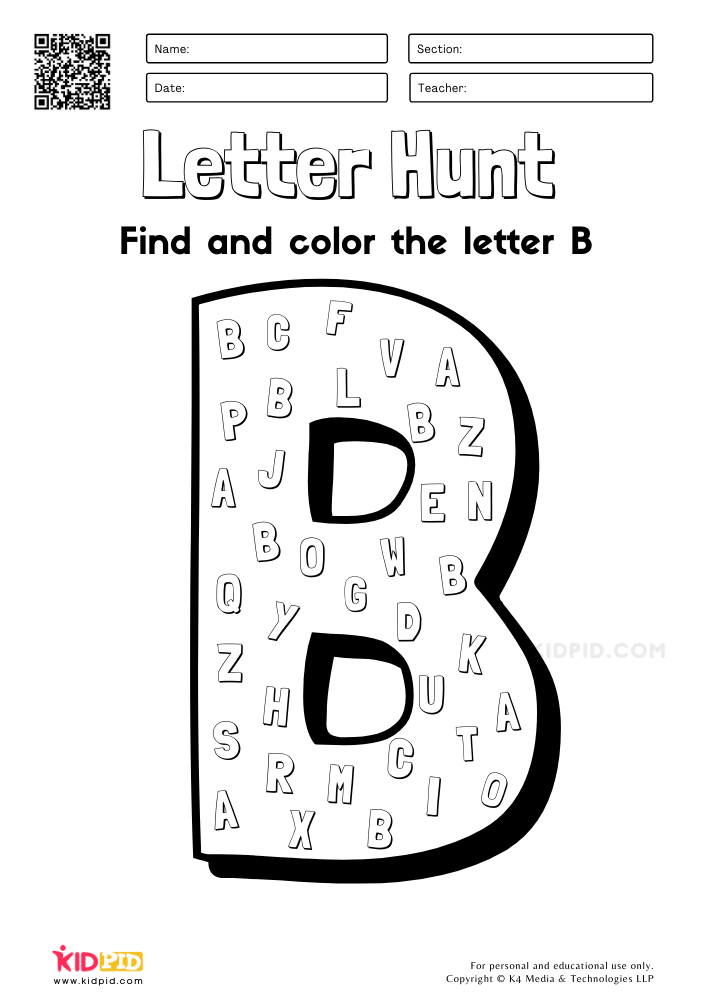 Letter Hunt Worksheet Printables For Preschool Kidpid
