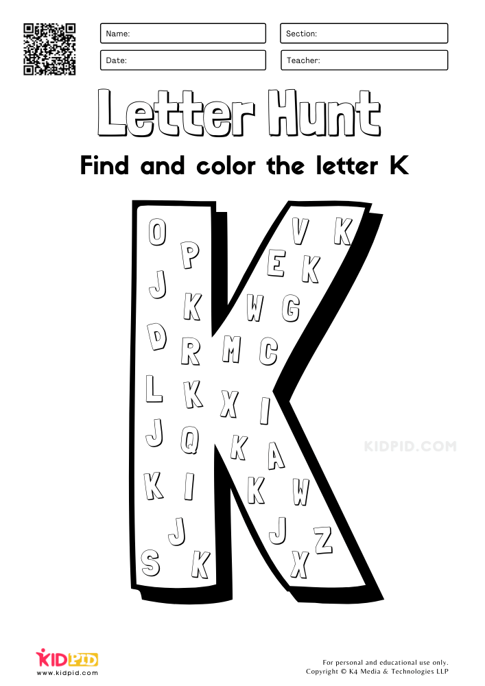 Letter Hunt Worksheet Printables For Preschool Kidpid