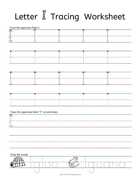 Letter I Tracing Worksheets Free Printable