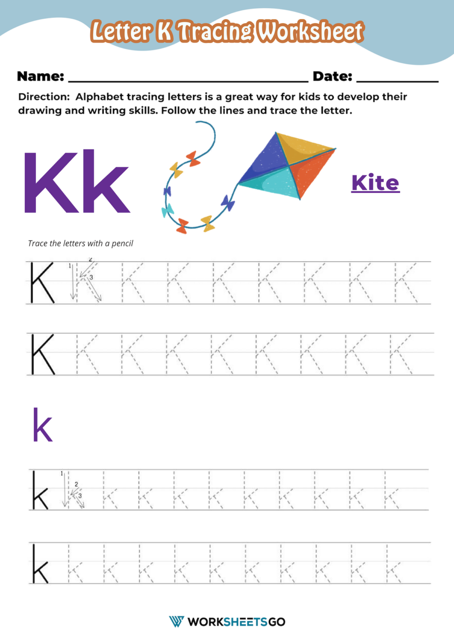 letter k tracing worksheets