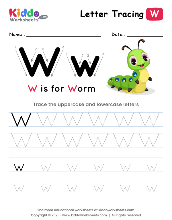 Letter Tracing Alphabet W Kiddoworksheets