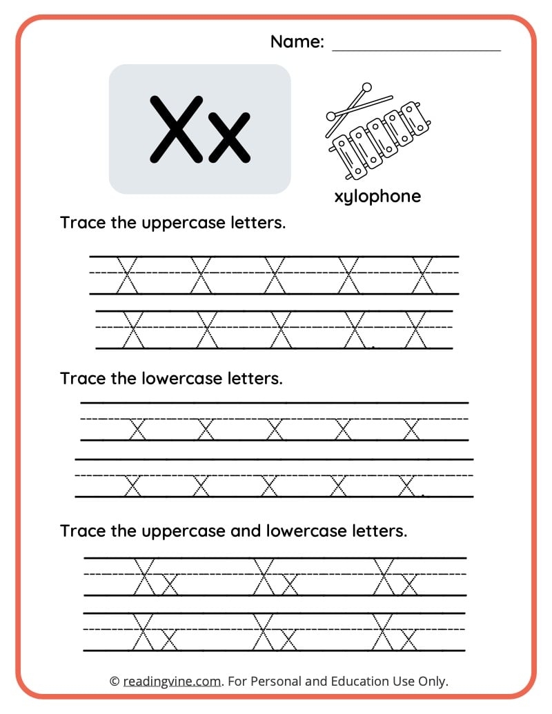 letter x preschool worksheets