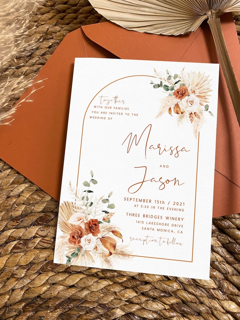boho wedding invitation template