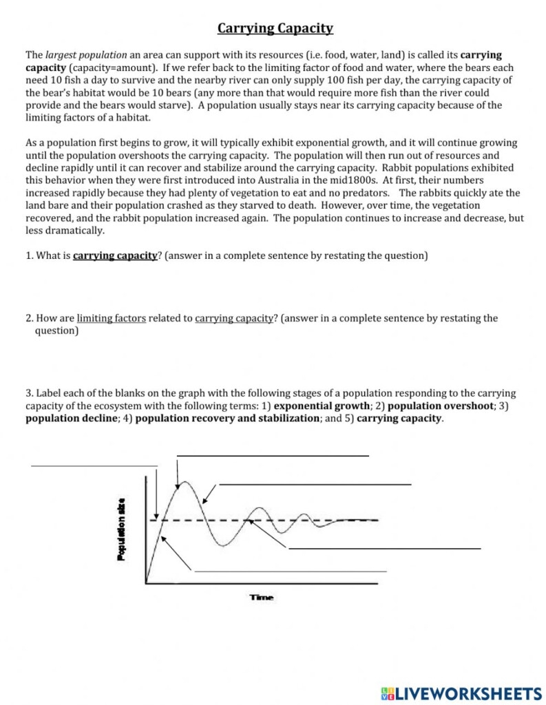 Limiting Factors Carrying Capacity Worksheet Worksheet 