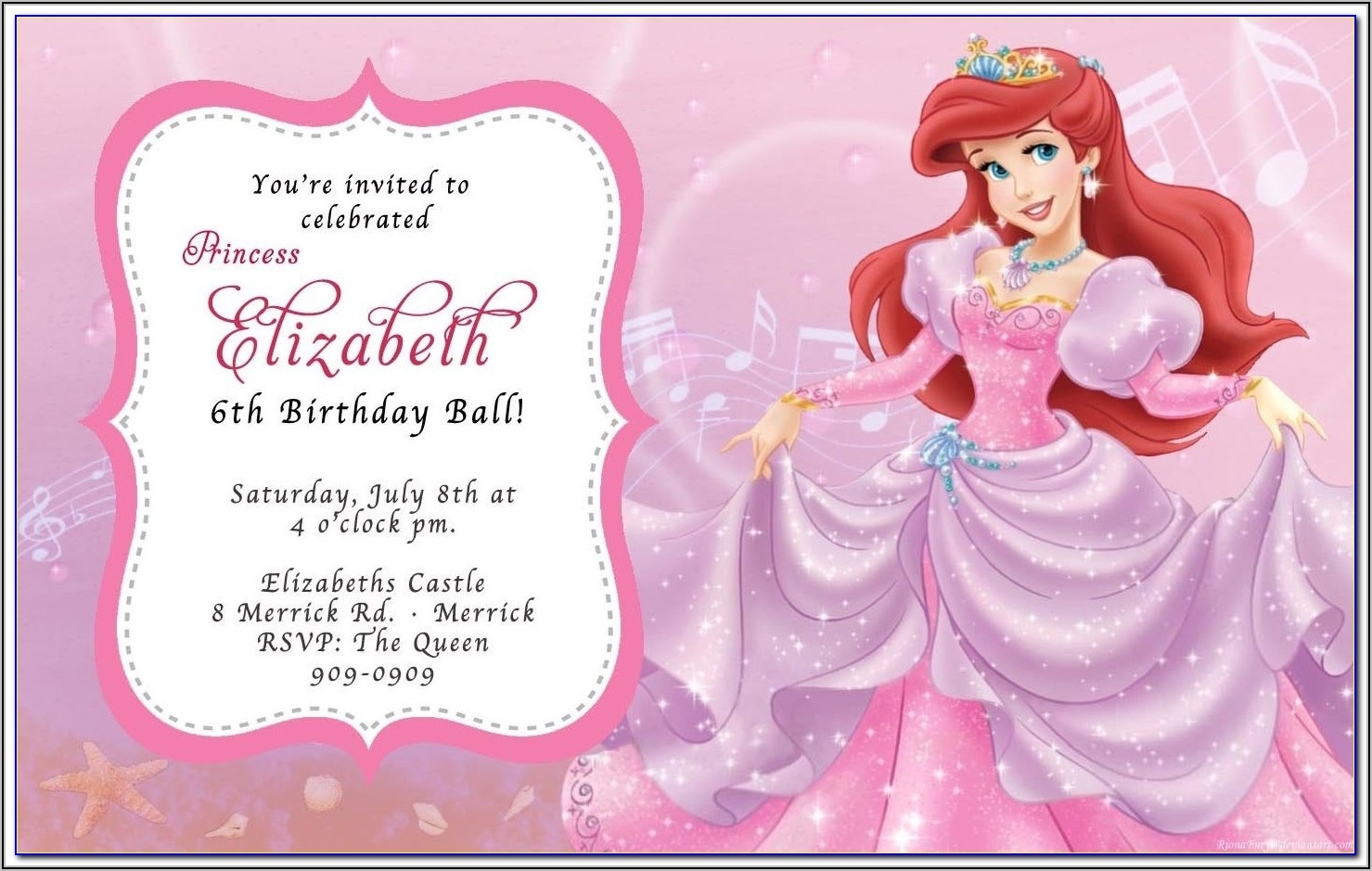ariel the little mermaid invitations templates