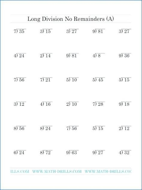 long division with remainders worksheet
