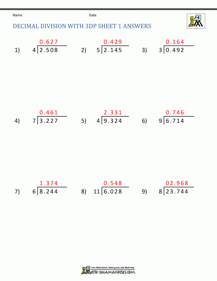 long division worksheets with answers pdf