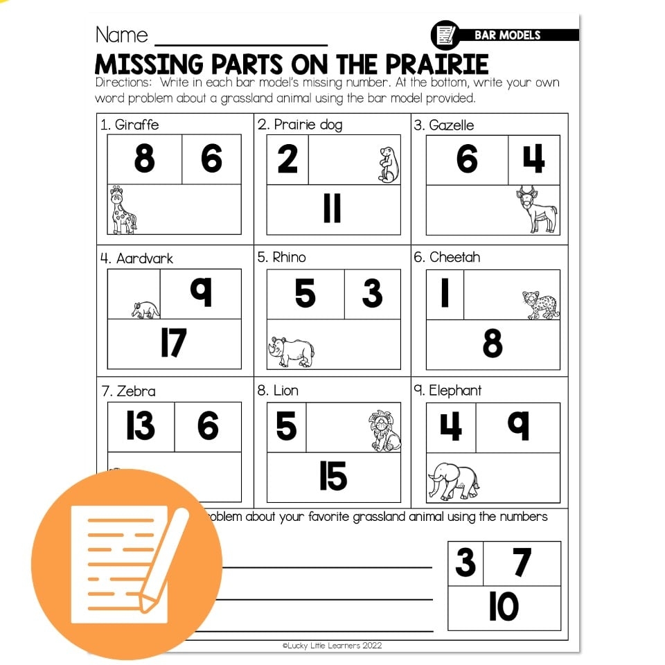 Lucky To Learn Math Add With Bar Models Lesson 2 2 Worksheets