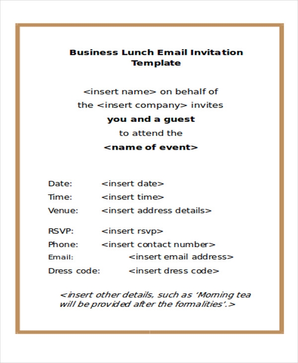 business lunch invitation email template