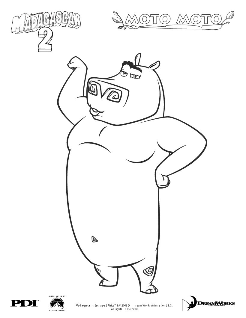 Madagascar 2 Moto Moto Coloring Pages Hellokids