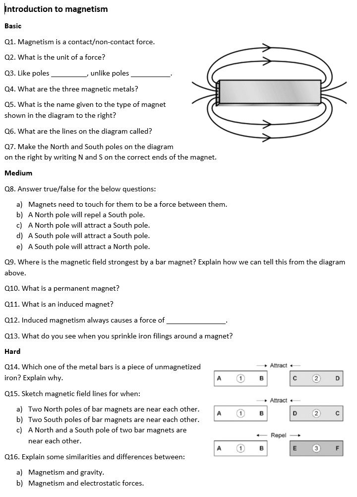 Magnetism Science Doctor Worksheets Library
