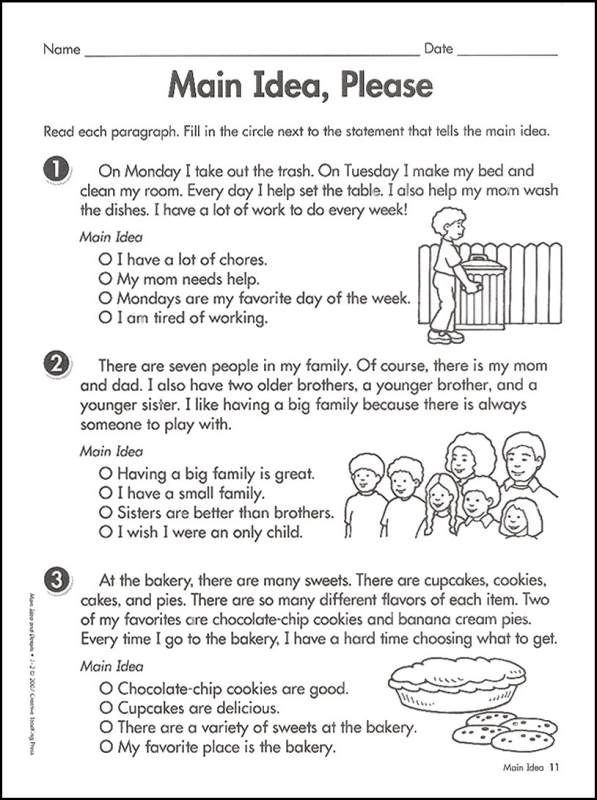 Main Idea Worksheet 4th Grade Main Idea Worksheet Kindergarten