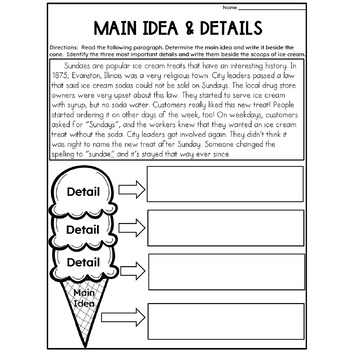 Main Idea Worksheets Five Practice Passages With Graphic Organizers 
