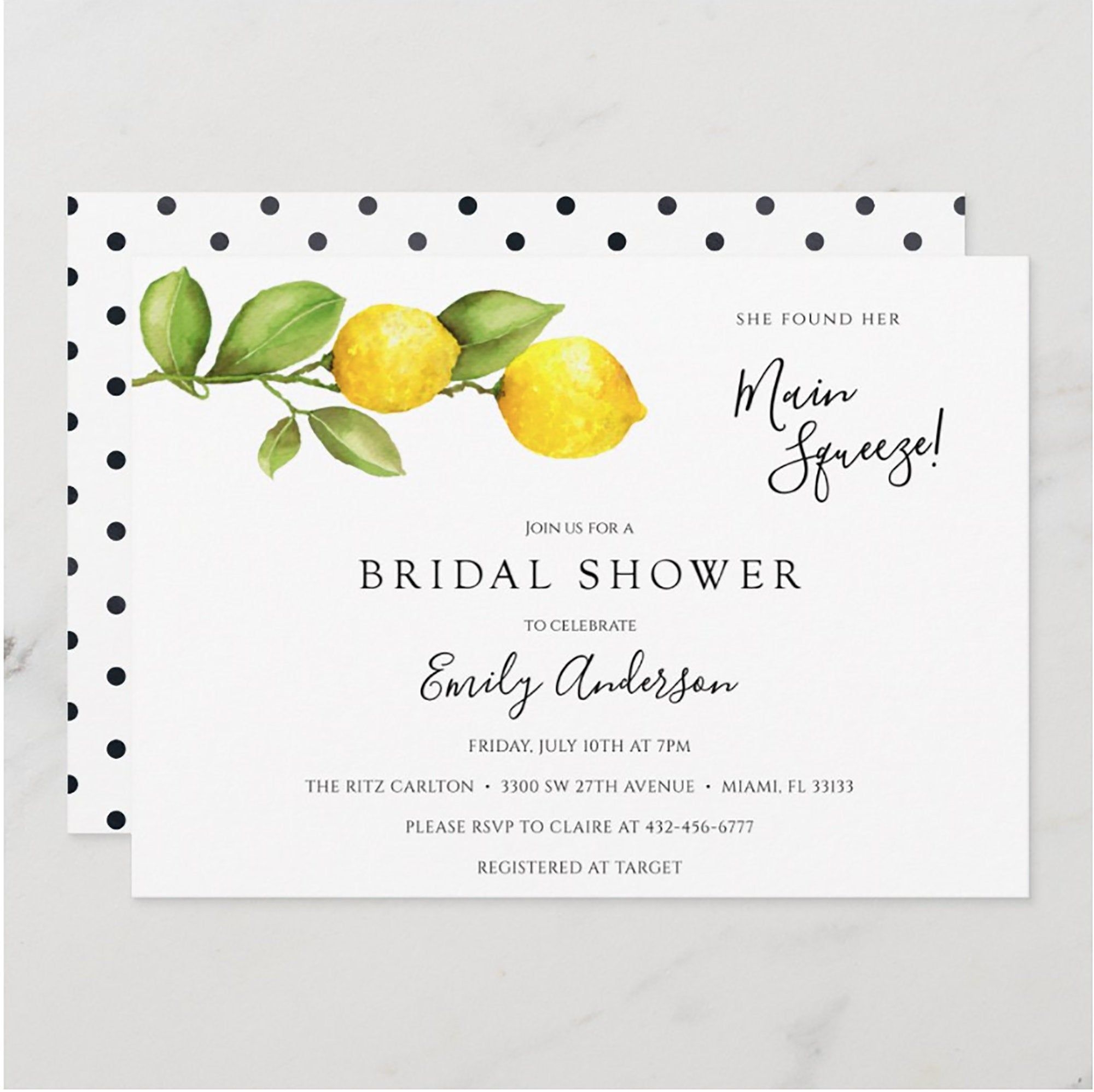 Main Squeeze Lemon Bridal Shower Invitation Printable Template